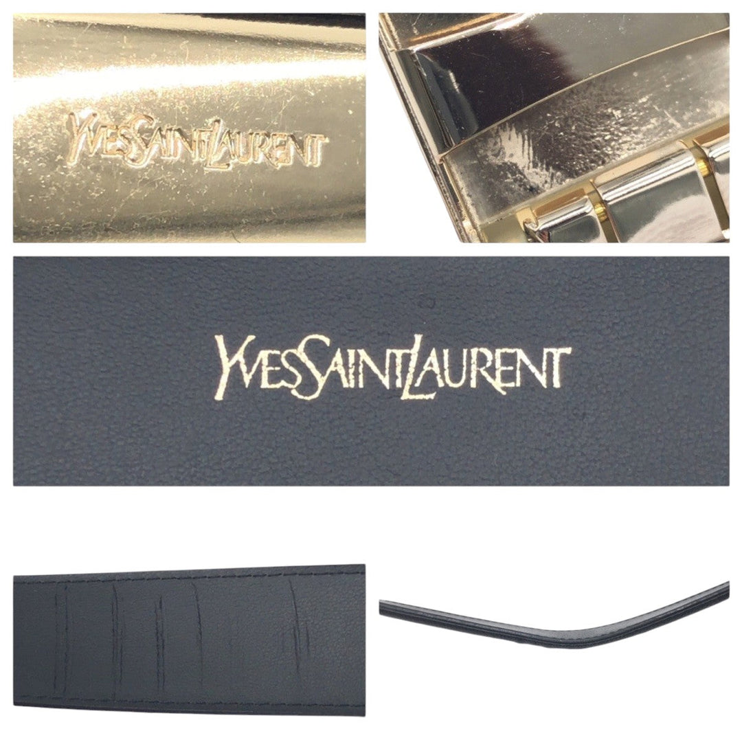 Yves Saint Laurent belt leather Black Silver YSL