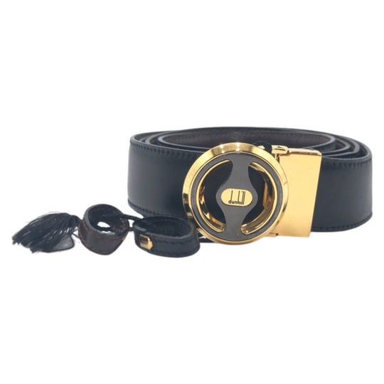 Dunhill belt leather black black gold