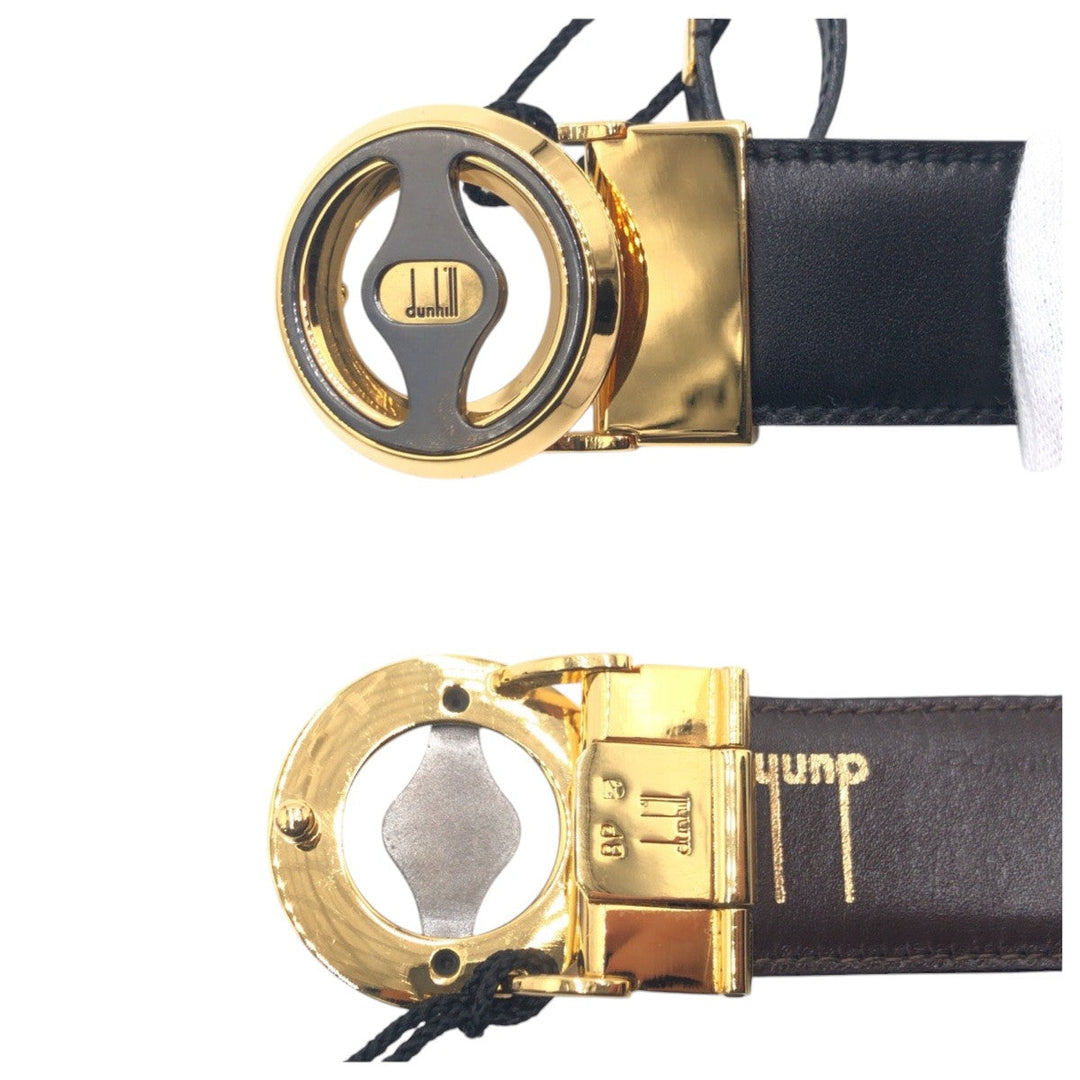 Dunhill belt leather black black gold