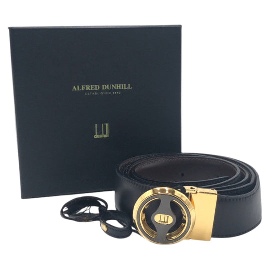 Dunhill belt leather black black gold