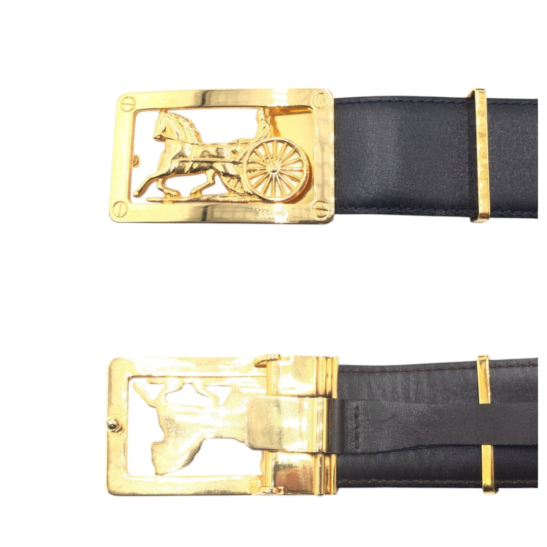 CELINE belt leather black Hose carriage