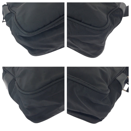 PRADA Shoulder Bag Nylon Black SilverMetal Test Triangle With logo