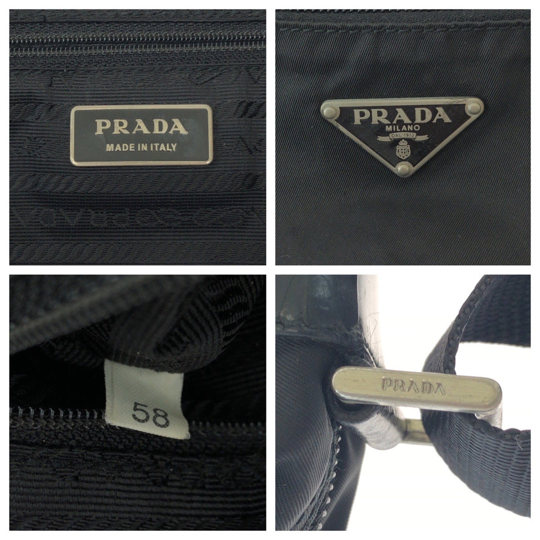 PRADA Shoulder Bag Nylon Black SilverMetal Test Triangle With logo