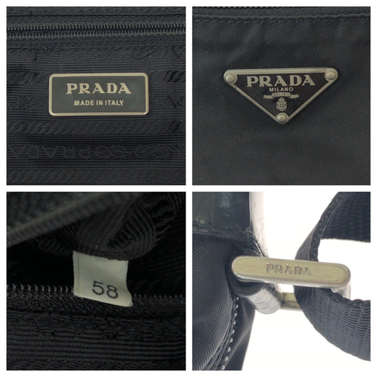 PRADA Shoulder Bag Nylon Black SilverMetal Test Triangle With logo