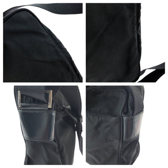 PRADA Shoulder Bag Nylon Black SilverMetal Test Triangle With logo