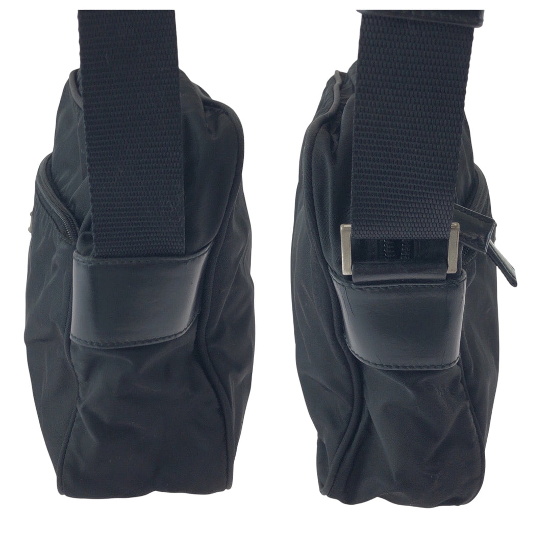 PRADA Shoulder Bag Nylon Black SilverMetal Test Triangle With logo