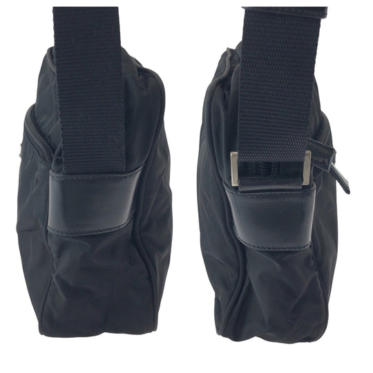 PRADA Shoulder Bag Nylon Black SilverMetal Test Triangle With logo