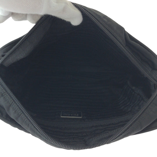 PRADA Shoulder Bag Nylon Black SilverMetal Test Triangle With logo