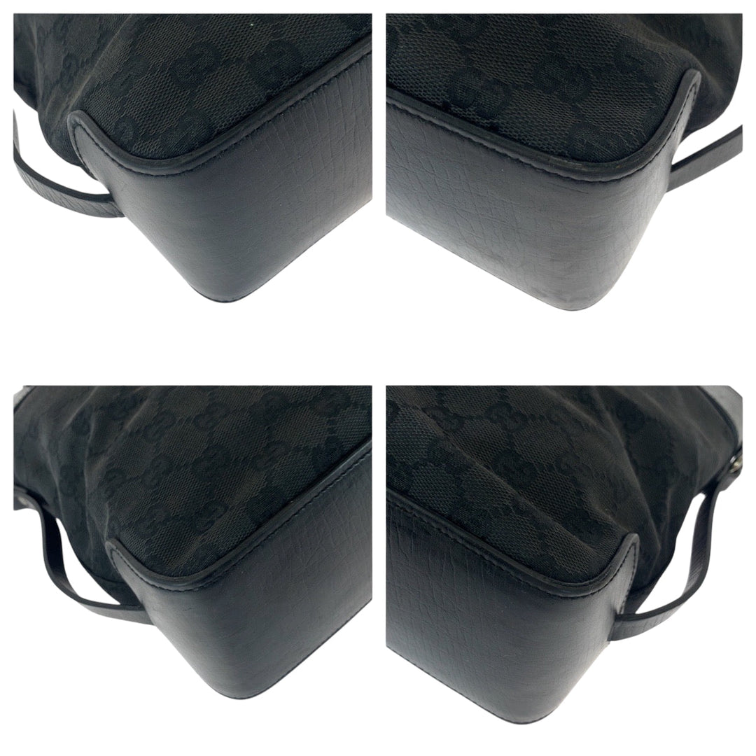 GUCCI Tote Bag 107757 GG canvas Black SilverMetal Tote Bag Shoulder Bag Women Used Authentic