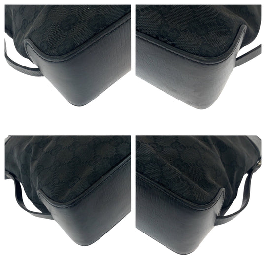 GUCCI Tote Bag 107757 GG canvas Black SilverMetal Tote Bag Shoulder Bag Women Used Authentic