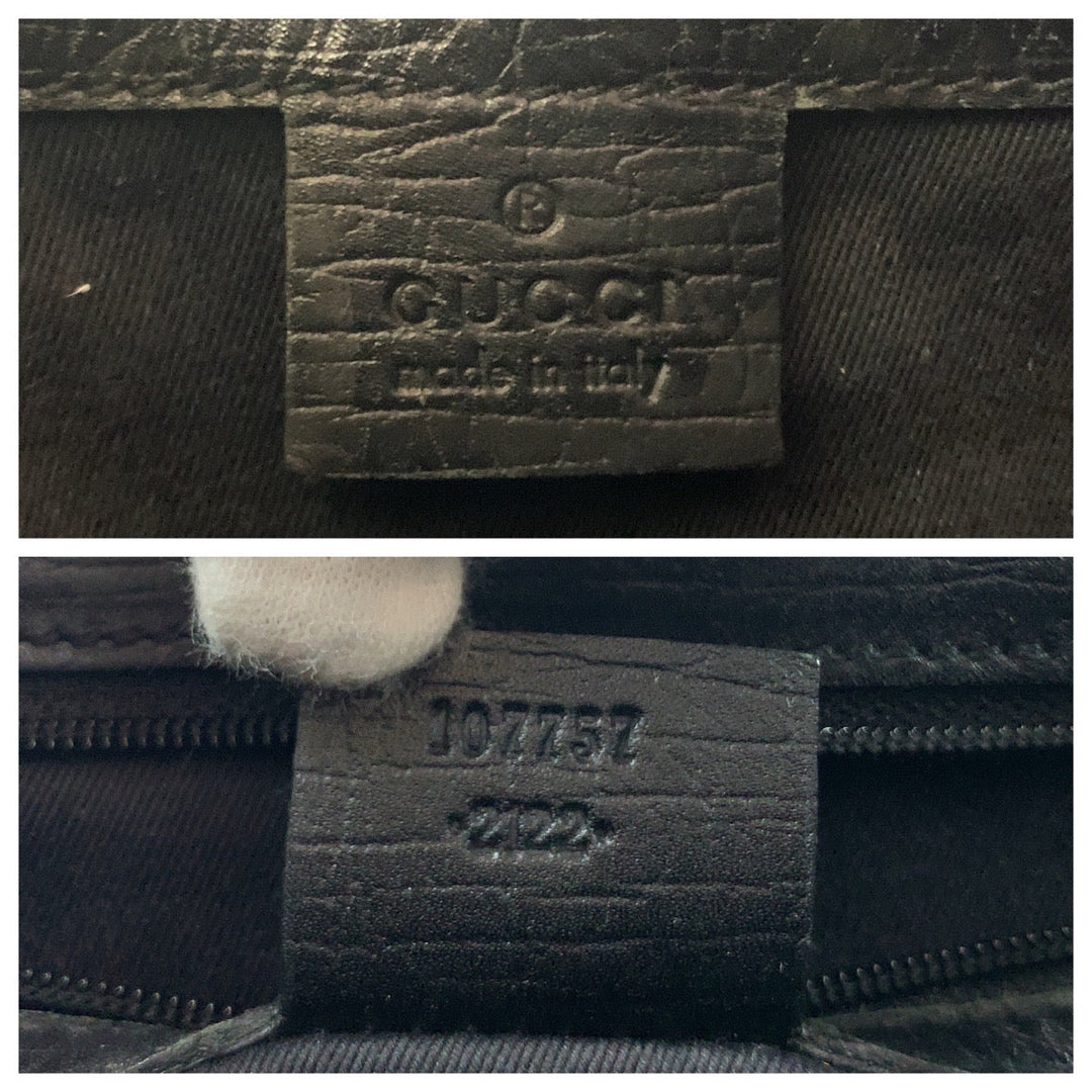 GUCCI Tote Bag 107757 GG canvas Black SilverMetal Tote Bag Shoulder Bag Women Used Authentic
