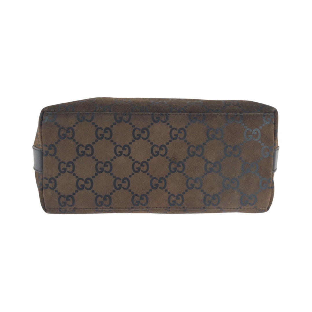 GUCCI Shoulder Bag 000 0602 Suede Brown Silver Metal One Shoulder Bag Women Used Authentic