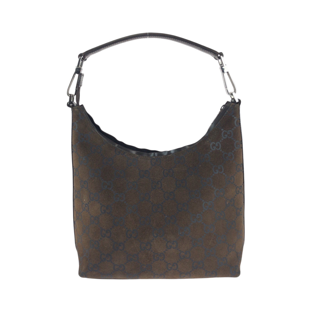 GUCCI Shoulder Bag 000 0602 Suede Brown Silver Metal One Shoulder Bag Women Used Authentic
