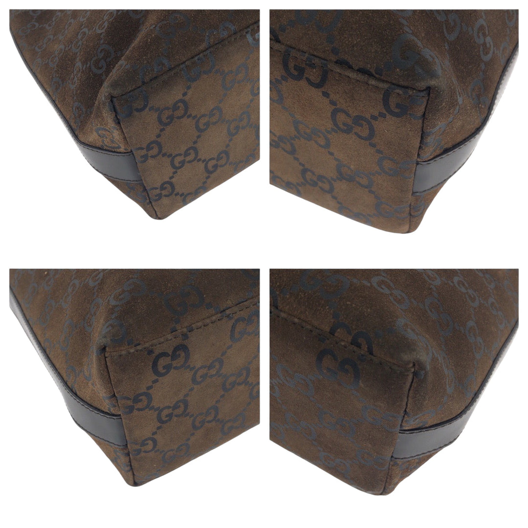 GUCCI Shoulder Bag 000 0602 Suede Brown Silver Metal One Shoulder Bag Women Used Authentic