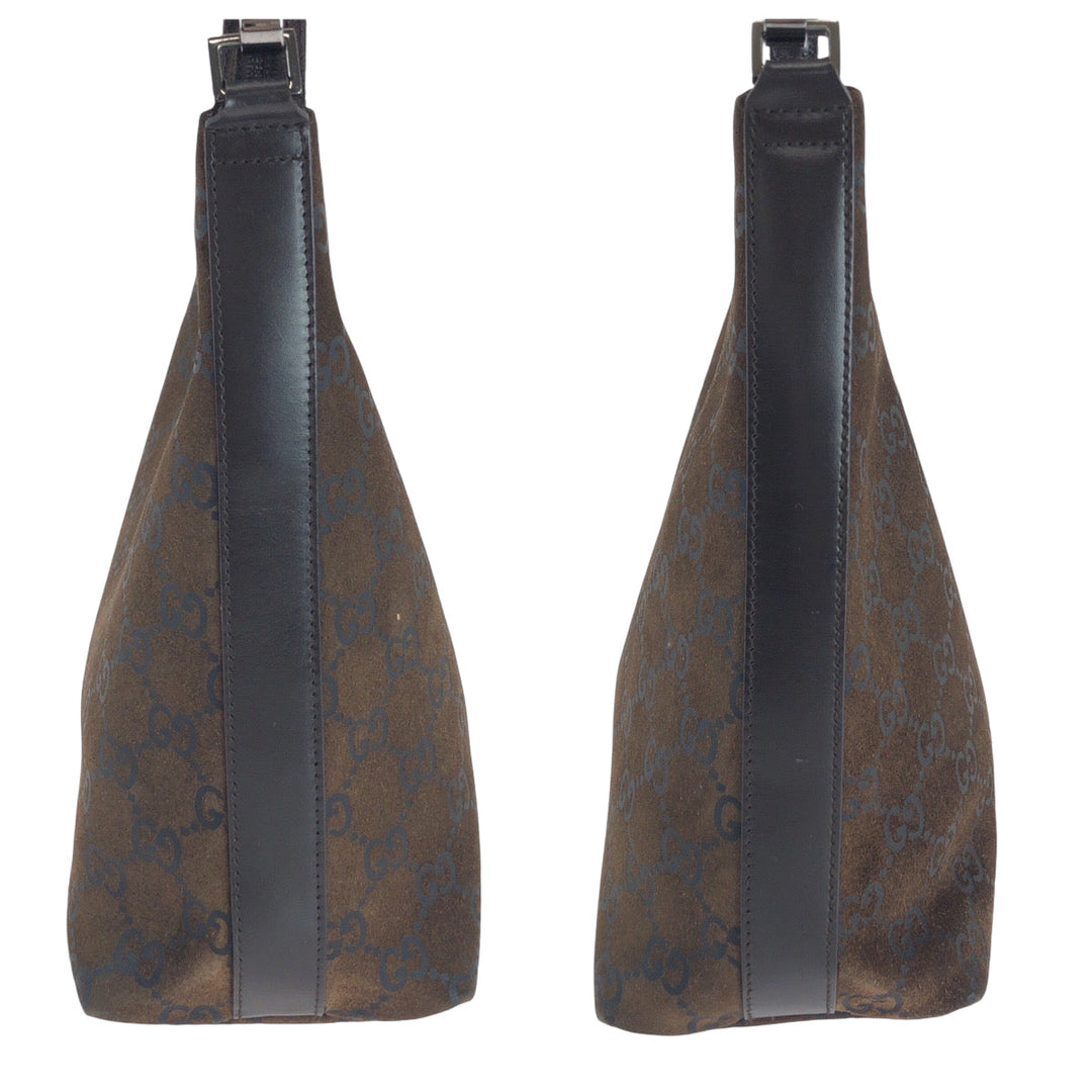 GUCCI Shoulder Bag 000 0602 Suede Brown Silver Metal One Shoulder Bag Women Used Authentic