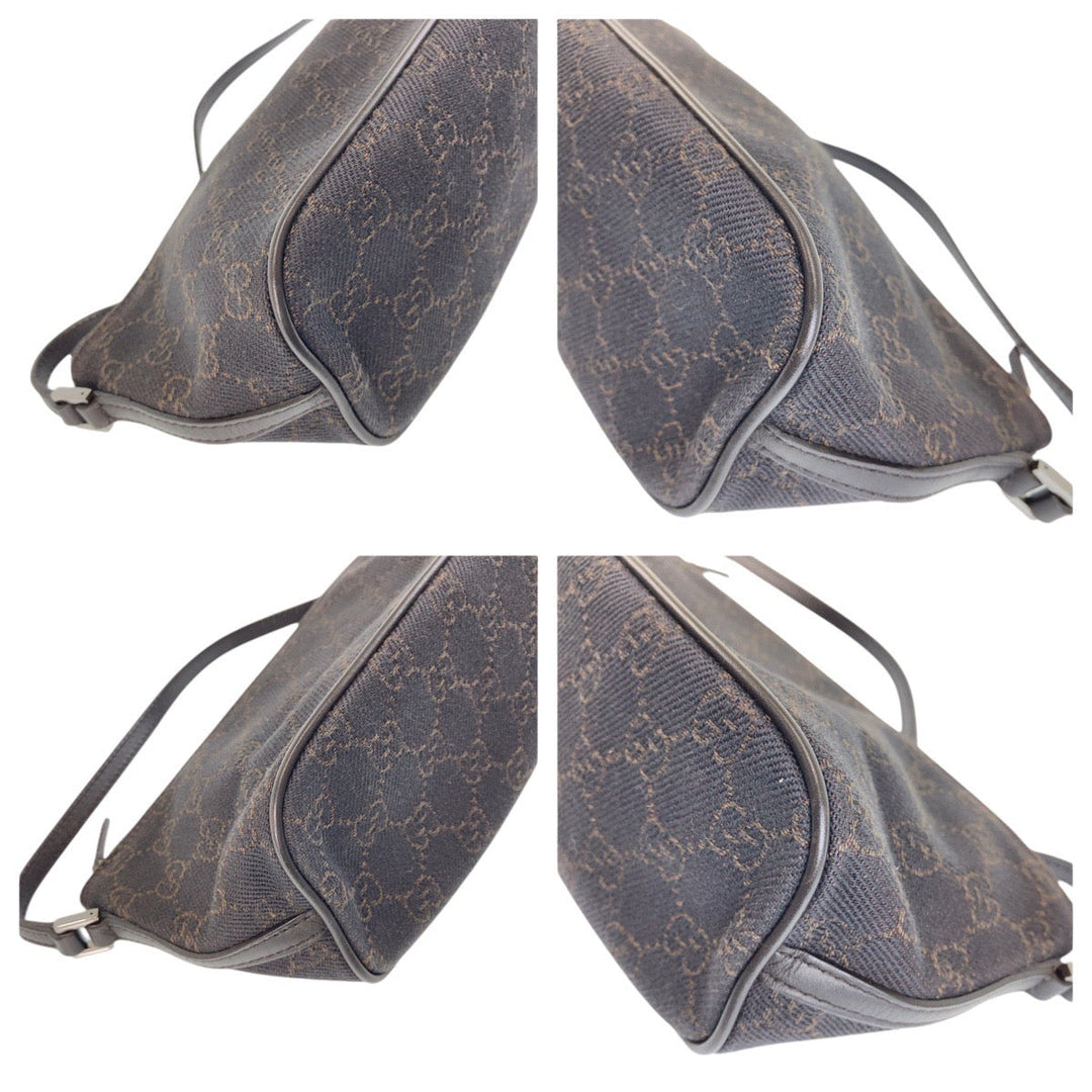 GUCCI Handbag 07198 GG canvas, leather Dark Brown SilverMetal Handbag accessory pouch Women Used Authentic