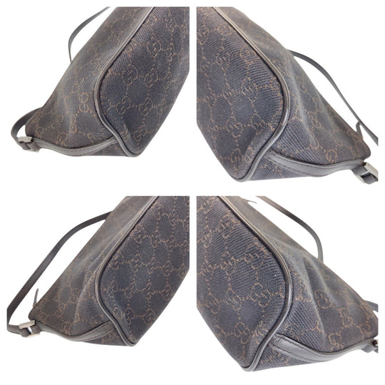 GUCCI Handbag 07198 GG canvas, leather Dark Brown SilverMetal Handbag accessory pouch Women Used Authentic