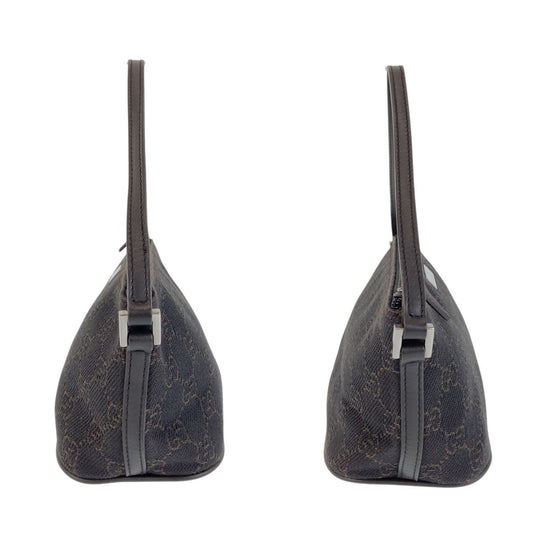 GUCCI Handbag 07198 GG canvas, leather Dark Brown SilverMetal Handbag accessory pouch Women Used Authentic