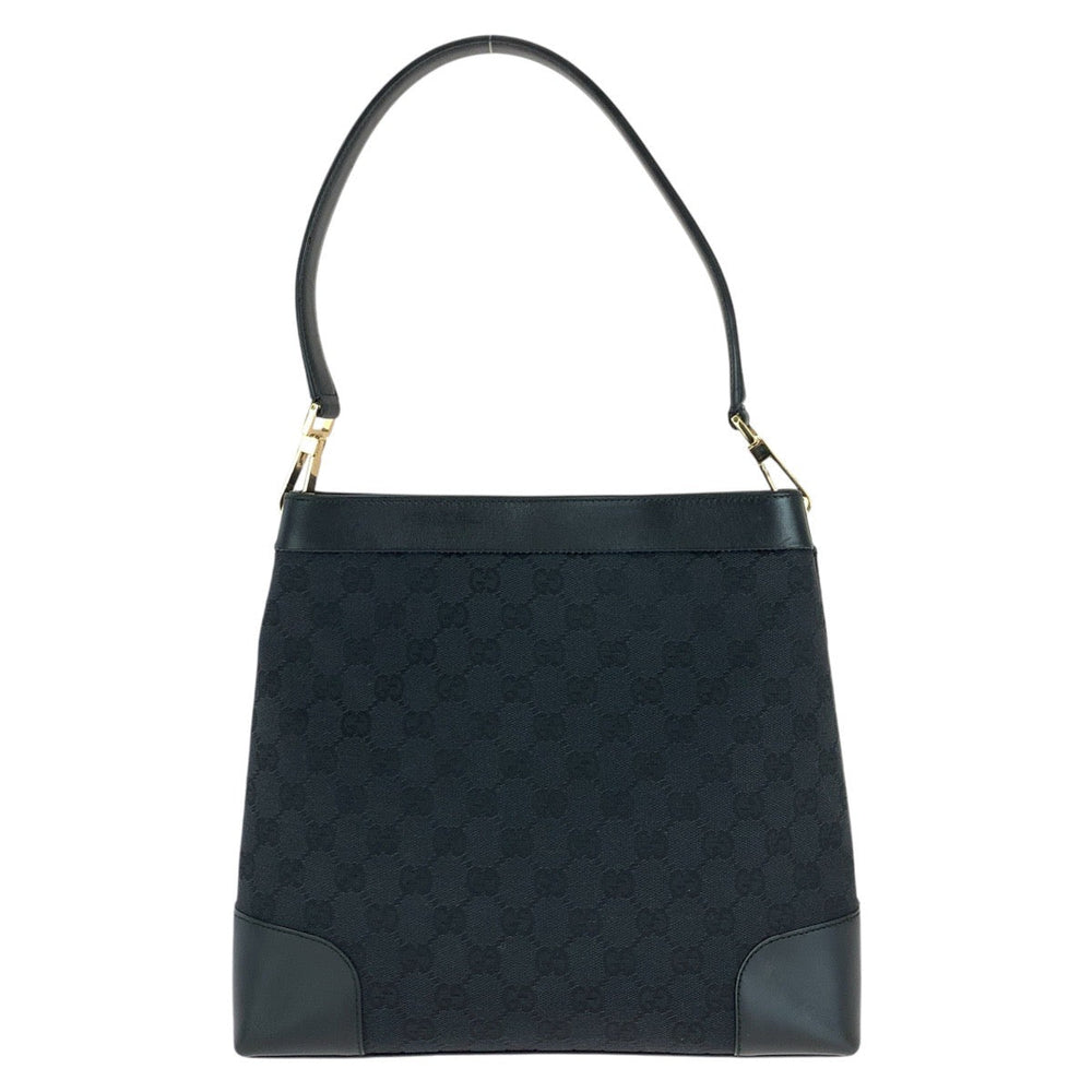 GUCCI Shoulder Bag 001 4231 GG canvas, leather Black GoldMetal Women Used Authentic