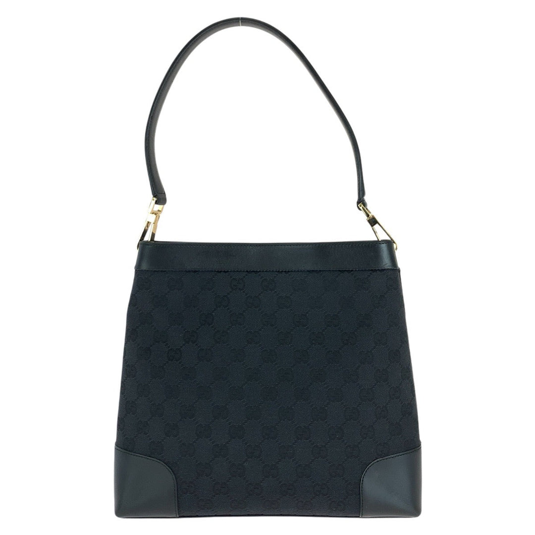 GUCCI Shoulder Bag 001 4231 GG canvas, leather Black GoldMetal Women Used Authentic