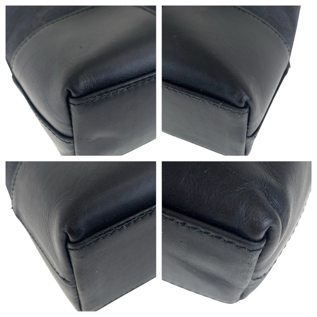 GUCCI Shoulder Bag 001 4231 GG canvas, leather Black GoldMetal Women Used Authentic