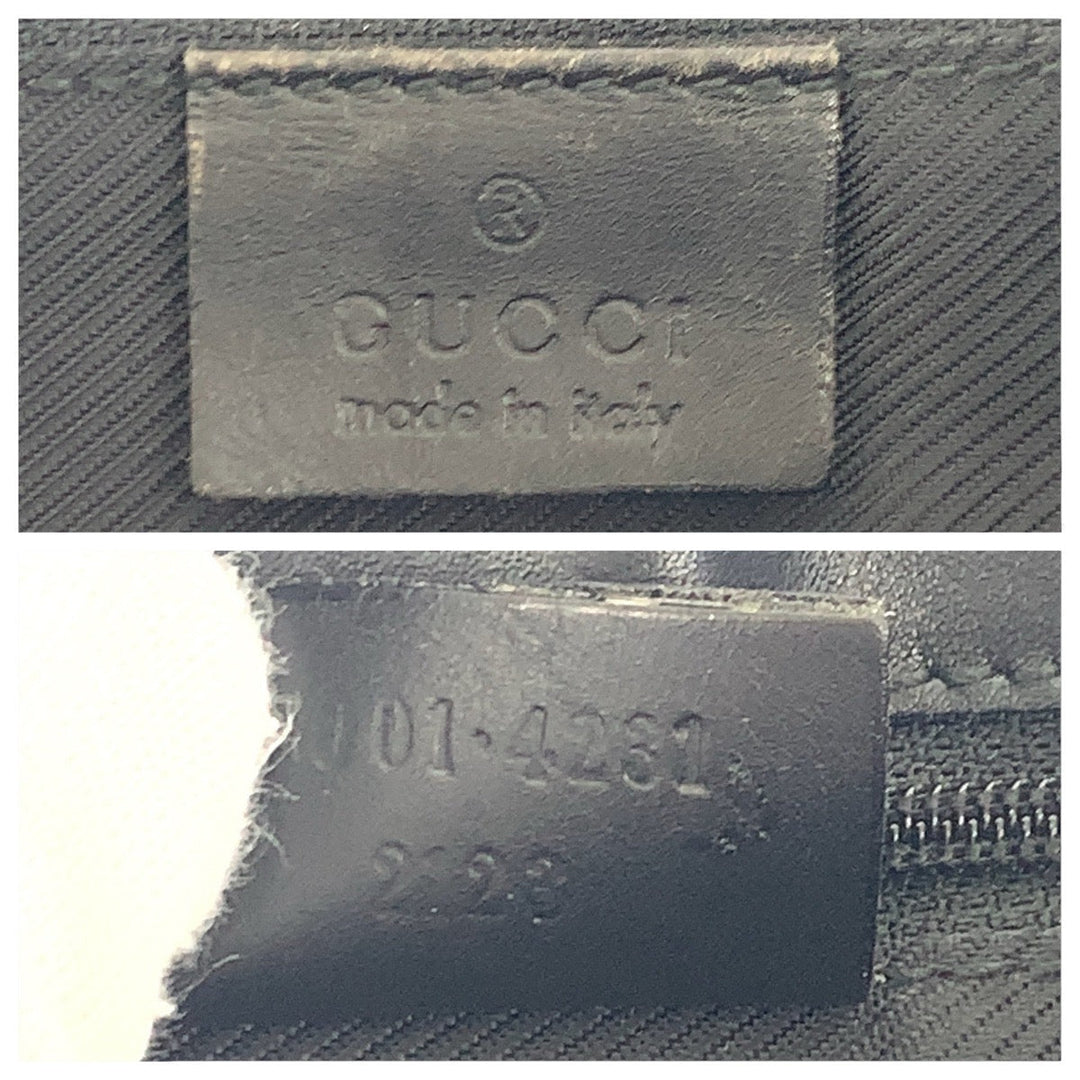 GUCCI Shoulder Bag 001 4231 GG canvas, leather Black GoldMetal Women Used Authentic