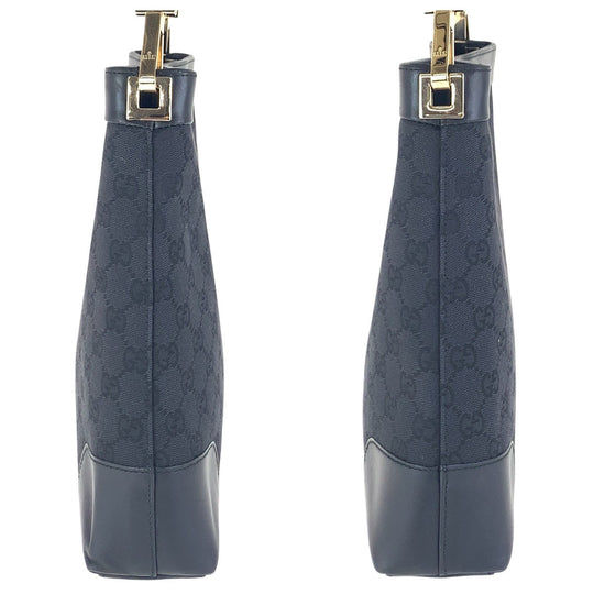 GUCCI Shoulder Bag 001 4231 GG canvas, leather Black GoldMetal Women Used Authentic