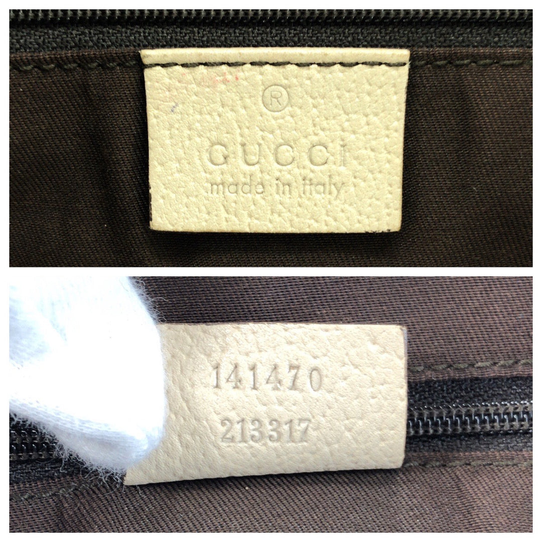 GUCCI Tote Bag 141470 GG canvas Beige White Gold Metal Abbey