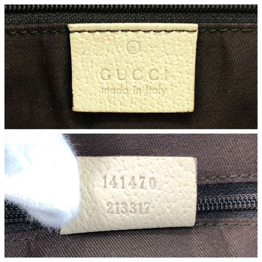 GUCCI Tote Bag 141470 GG canvas Beige White Gold Metal Abbey