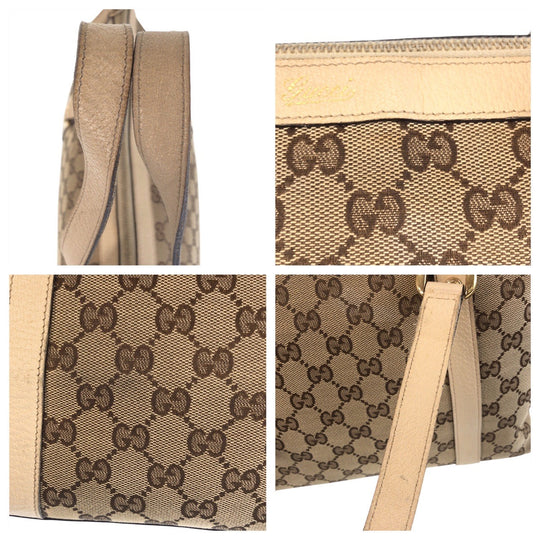 GUCCI Tote Bag 141470 GG canvas Beige White Gold Metal Abbey