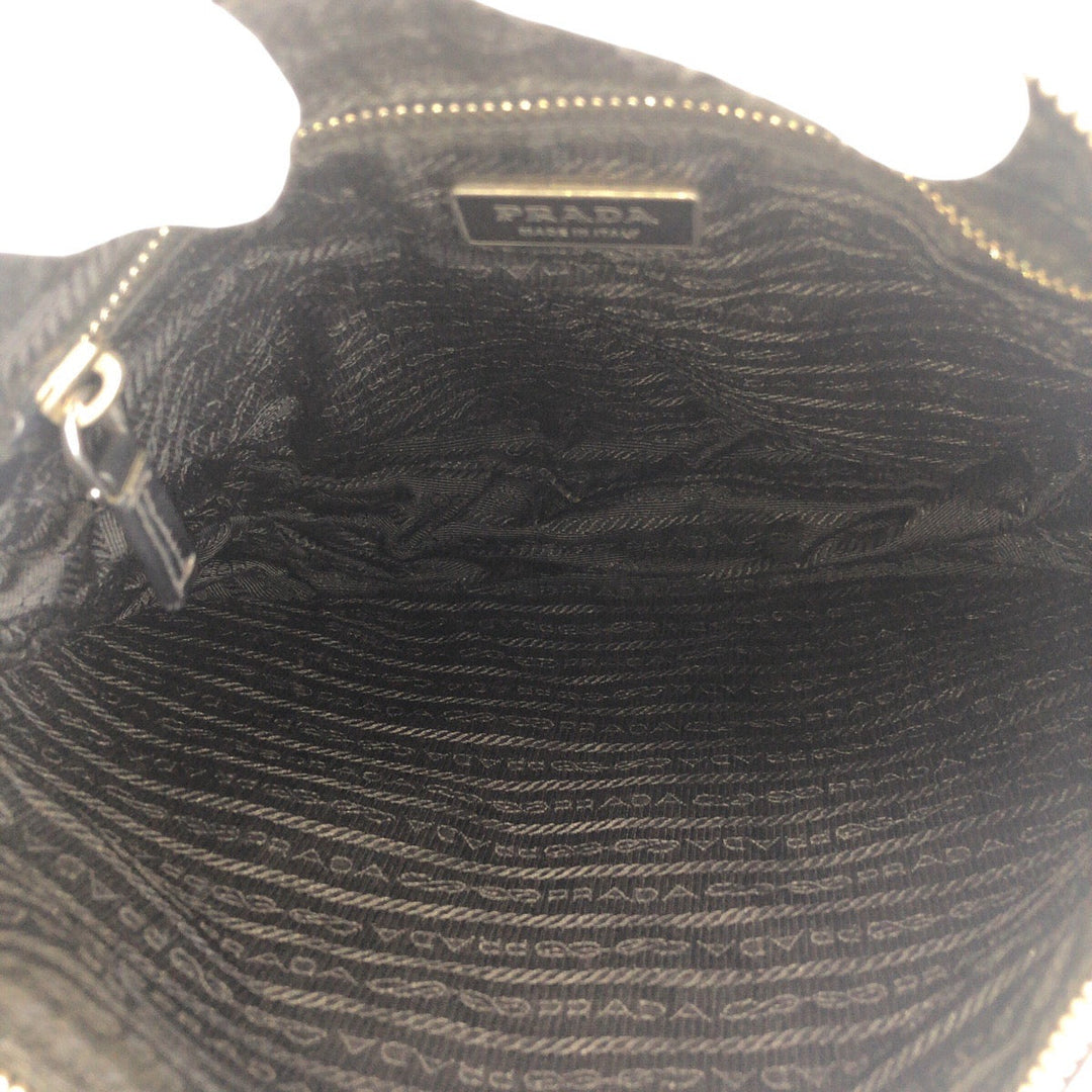 PRADA Shoulder Bag Nylon Black SilverMetal Shoulder Bag Messenger bag Test Triangle With logo Women Used Authentic
