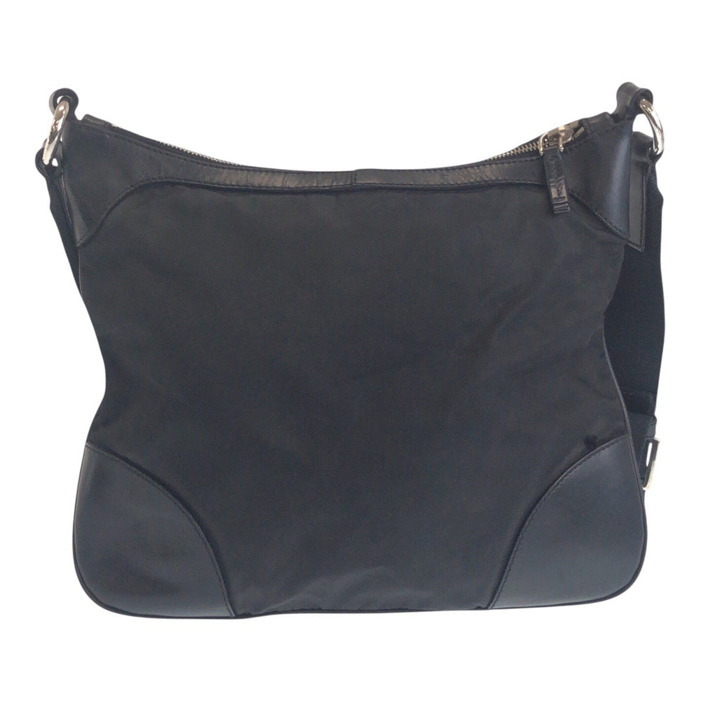 PRADA Shoulder Bag Nylon Black SilverMetal Shoulder Bag Messenger bag Test Triangle With logo Women Used Authentic