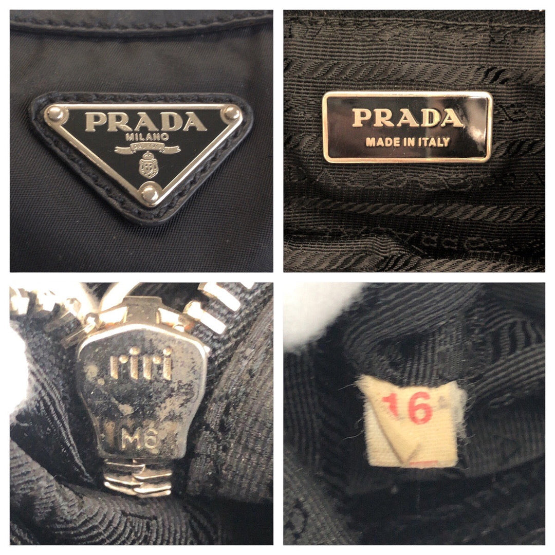 PRADA Shoulder Bag Nylon Black SilverMetal Shoulder Bag Messenger bag Test Triangle With logo Women Used Authentic