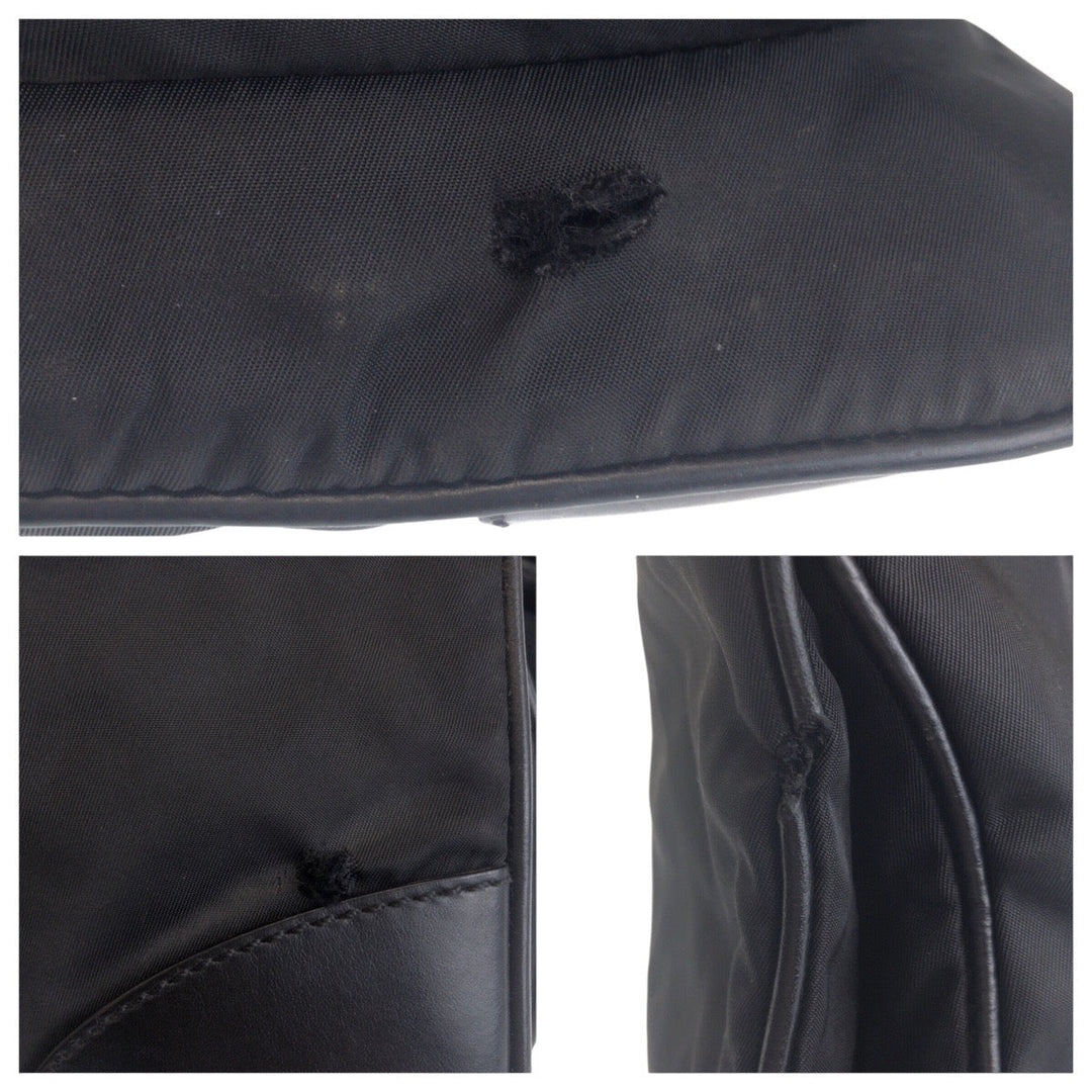 PRADA Shoulder Bag Nylon Black SilverMetal Shoulder Bag Messenger bag Test Triangle With logo Women Used Authentic