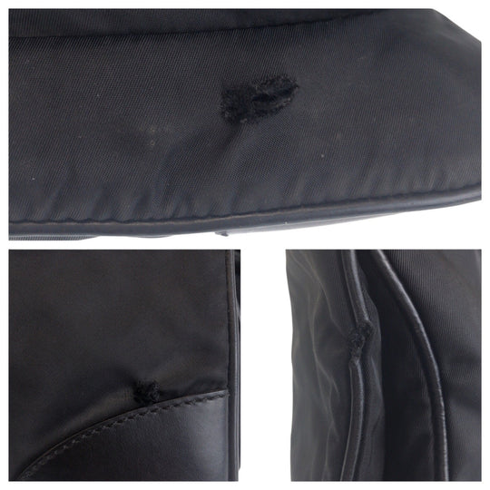 PRADA Shoulder Bag Nylon Black SilverMetal Shoulder Bag Messenger bag Test Triangle With logo Women Used Authentic