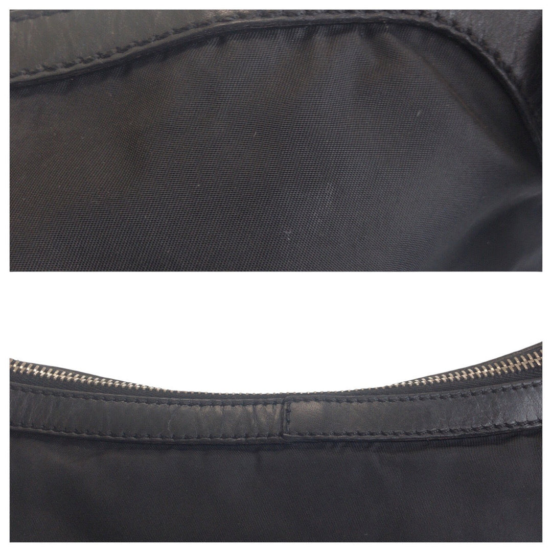 PRADA Shoulder Bag Nylon Black SilverMetal Shoulder Bag Messenger bag Test Triangle With logo Women Used Authentic