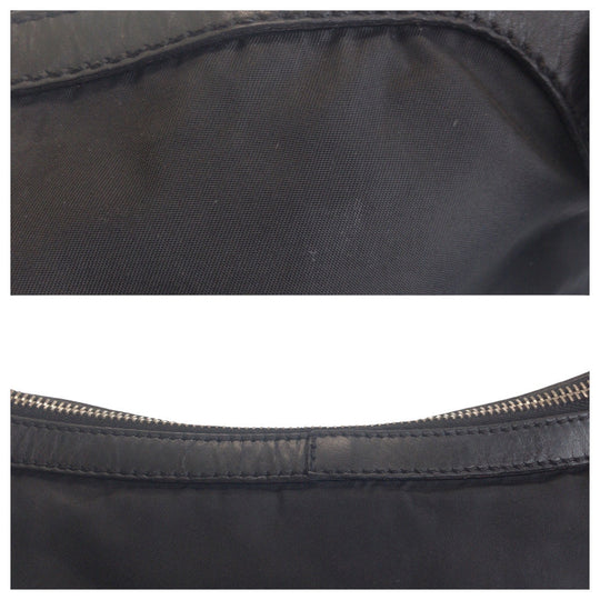 PRADA Shoulder Bag Nylon Black SilverMetal Shoulder Bag Messenger bag Test Triangle With logo Women Used Authentic