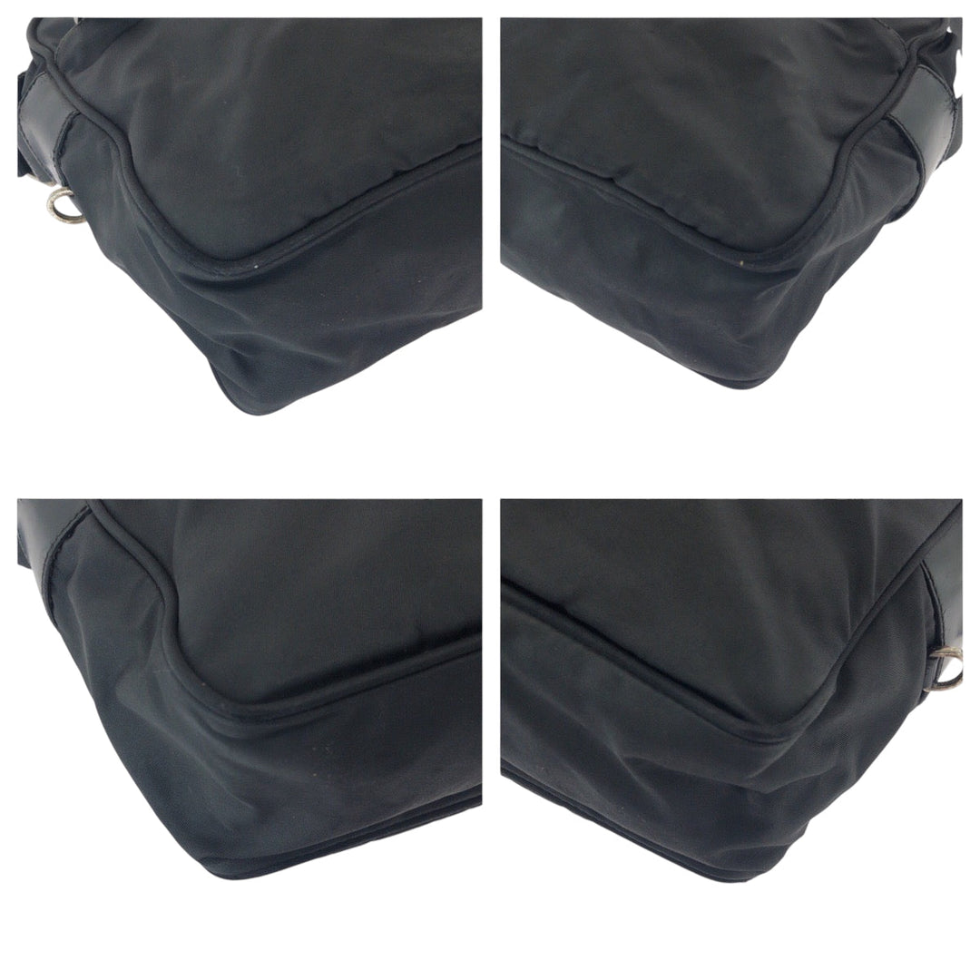 PRADA Shoulder Bag BT0166 Nylon Black SilverMetal Shoulder Bag pochette Test Triangle With logo Women Used Authentic