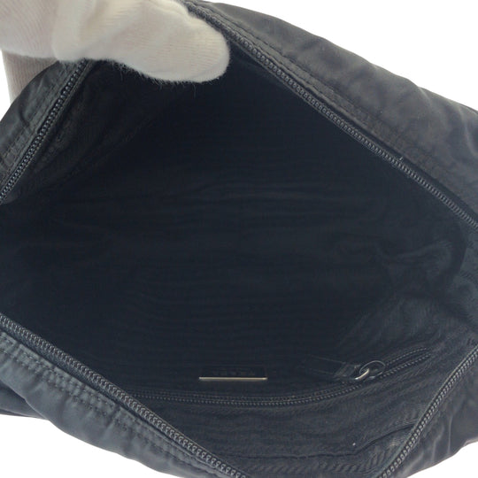 PRADA Shoulder Bag BT0166 Nylon Black SilverMetal Shoulder Bag pochette Test Triangle With logo Women Used Authentic