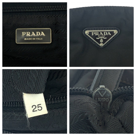 PRADA Shoulder Bag Nylon Black SilverMetal Test Triangle With logo