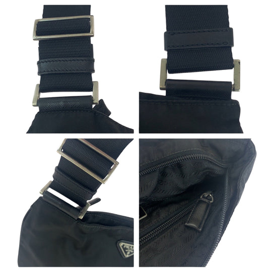 PRADA Shoulder Bag Nylon Black SilverMetal Test Triangle With logo
