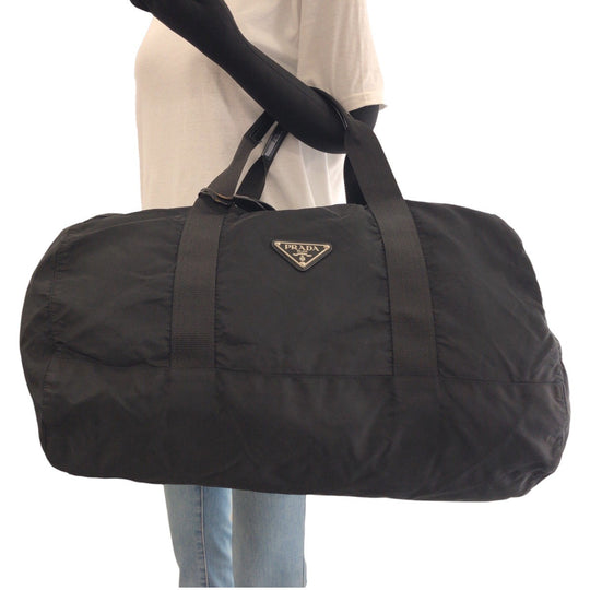 PRADA Boston Duffel bag Nylon black Test Triangle With logo