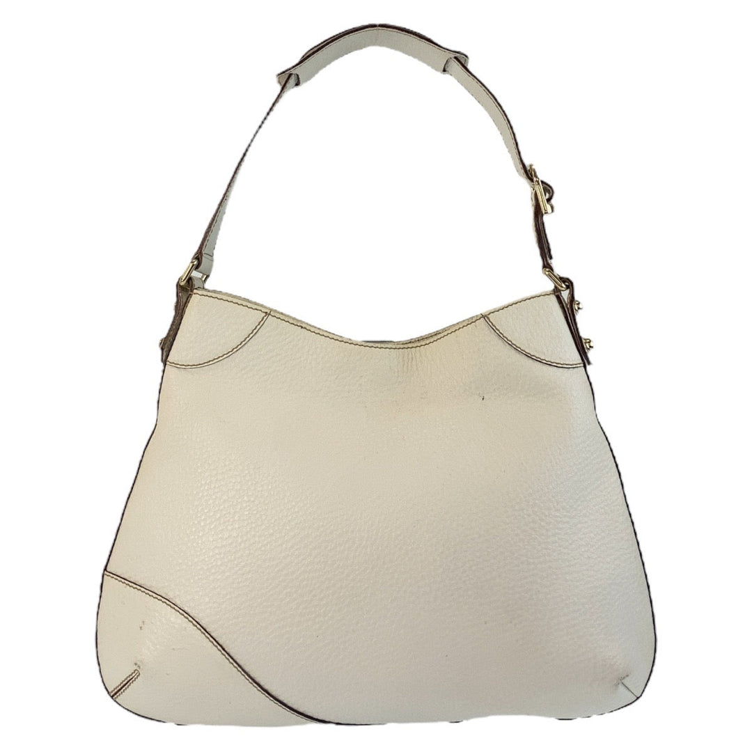 GUCCI Shoulder Bag 137388 leather White GoldMetal Horsebit Women Used Authentic