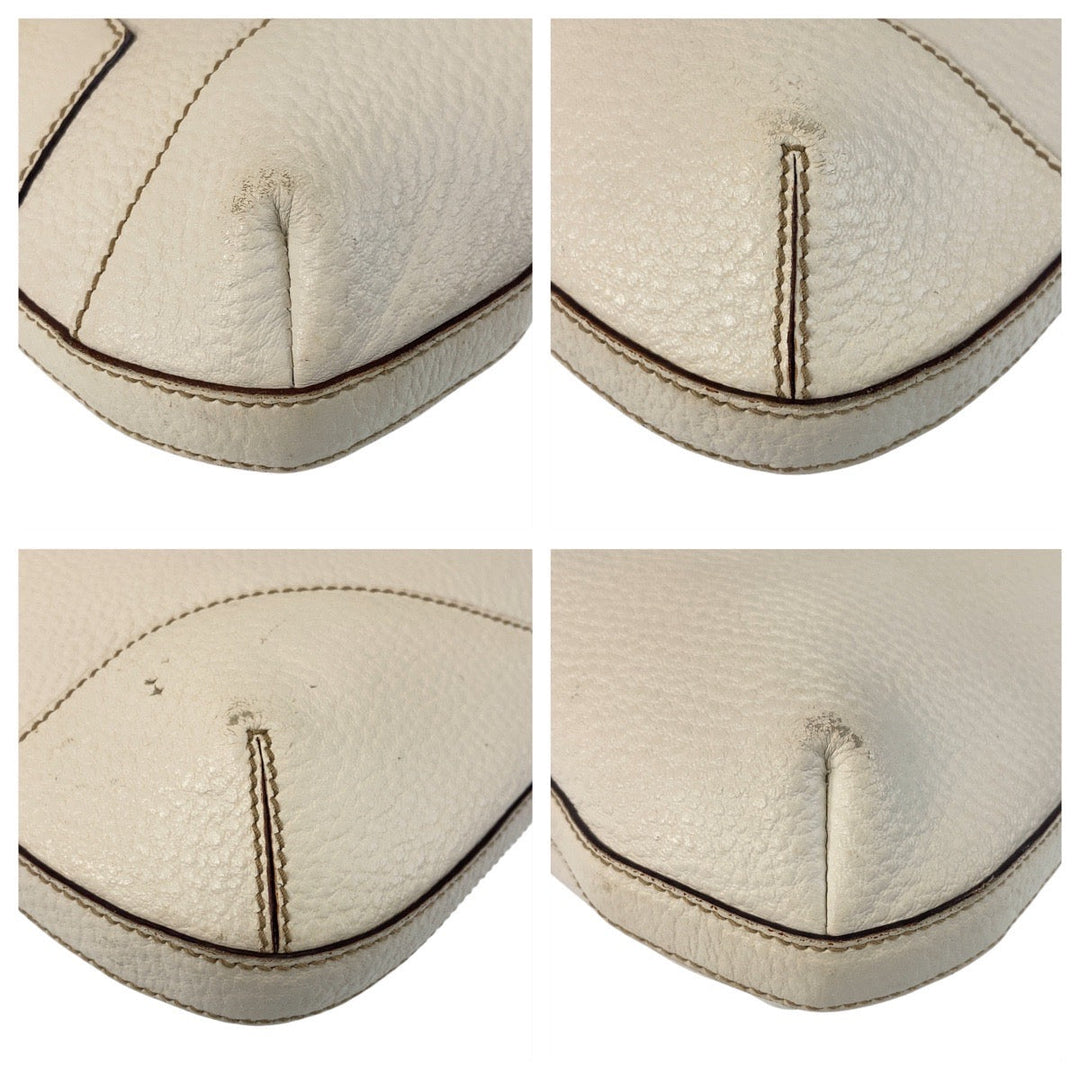 GUCCI Shoulder Bag 137388 leather White GoldMetal Horsebit Women Used Authentic