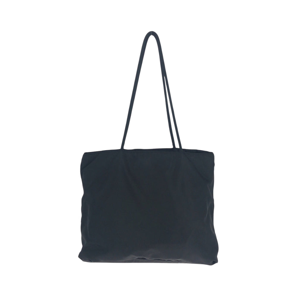 PRADA Tote Bag Nylon Black SilverMetal Tote Bag Shoulder Bag Test Triangle With logo Women Used Authentic