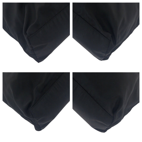 PRADA Tote Bag Nylon Black SilverMetal Tote Bag Shoulder Bag Test Triangle With logo Women Used Authentic
