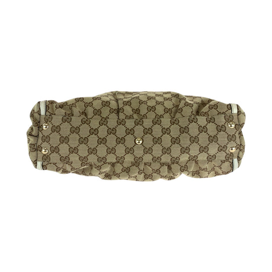 GUCCI Tote Bag 189831 GG canvas Beige White Gold Metal Abbey