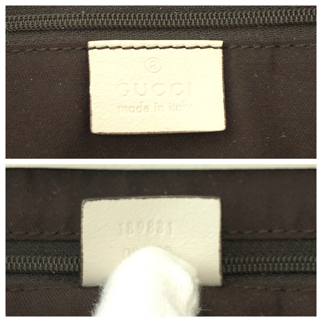 GUCCI Tote Bag 189831 GG canvas Beige White Gold Metal Abbey