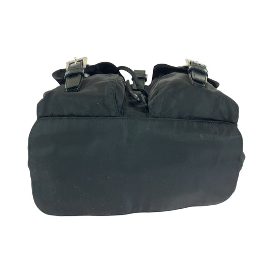 PRADA Backpack Nylon Black SilverMetal Backpack Backpack Test Triangle With logo Women Used Authentic