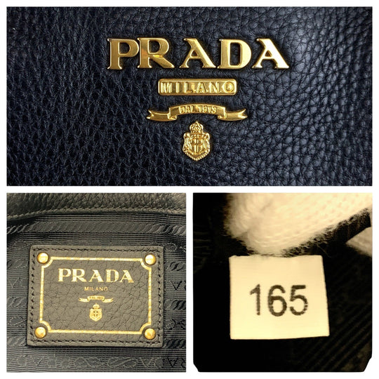 PRADA Tote Bag leather Black GoldMetal